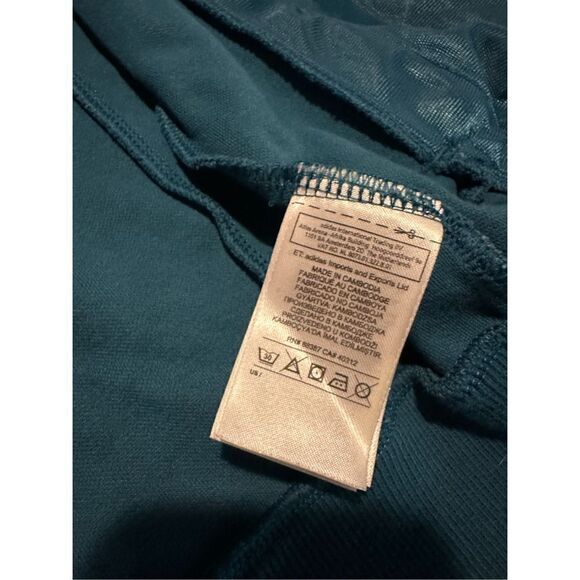 Adidas Youth Girls Size Medium 11/12 Teal & Floral Cotton Track Full Zip Jacket - Picture 6 of 10